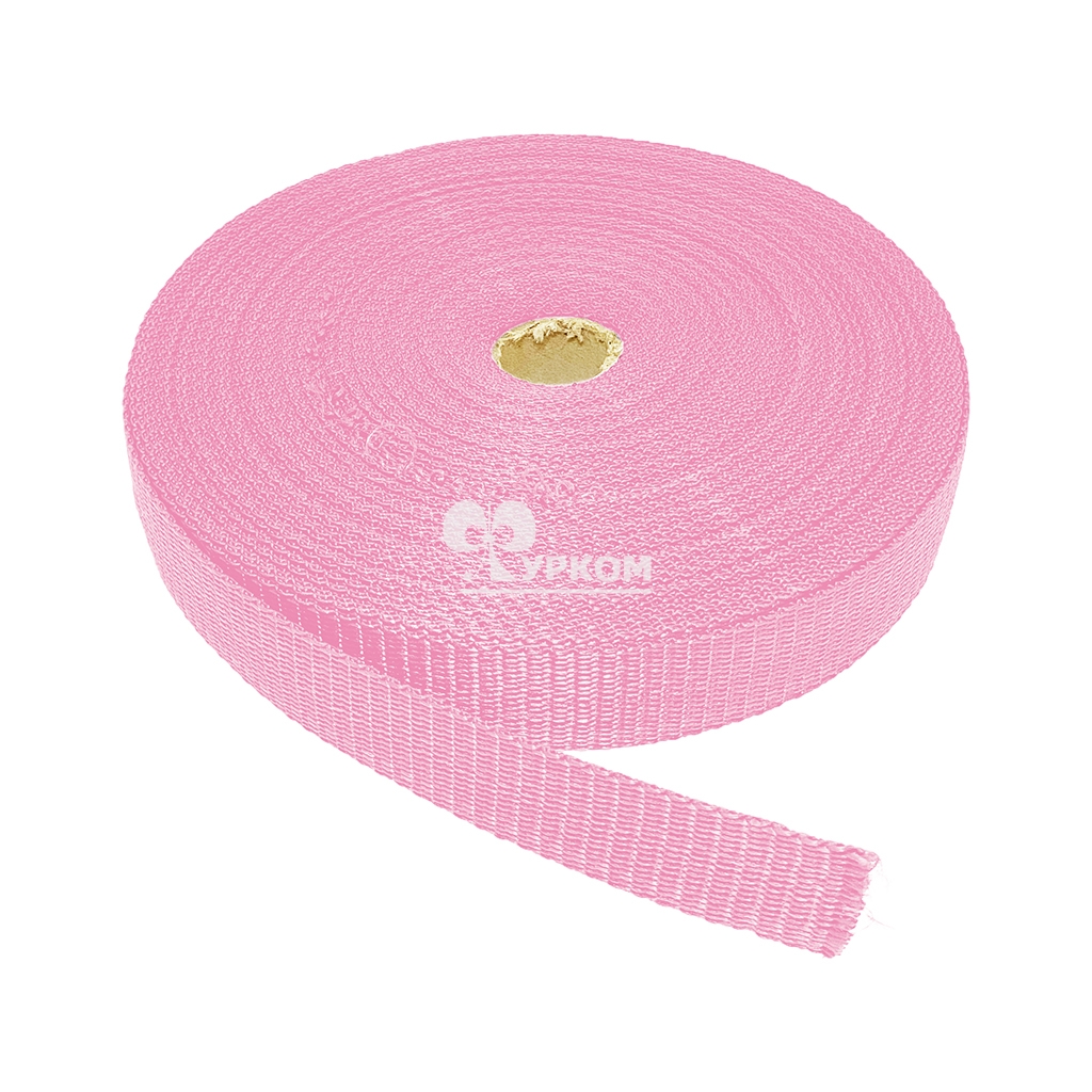 Стропа текстильная (лента ременная) - 25 мм - т.розовый - 25 м