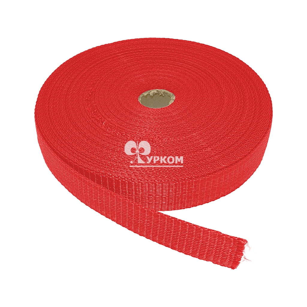 Стропа текстильная (лента ременная) - 30 мм - красный - 25 м