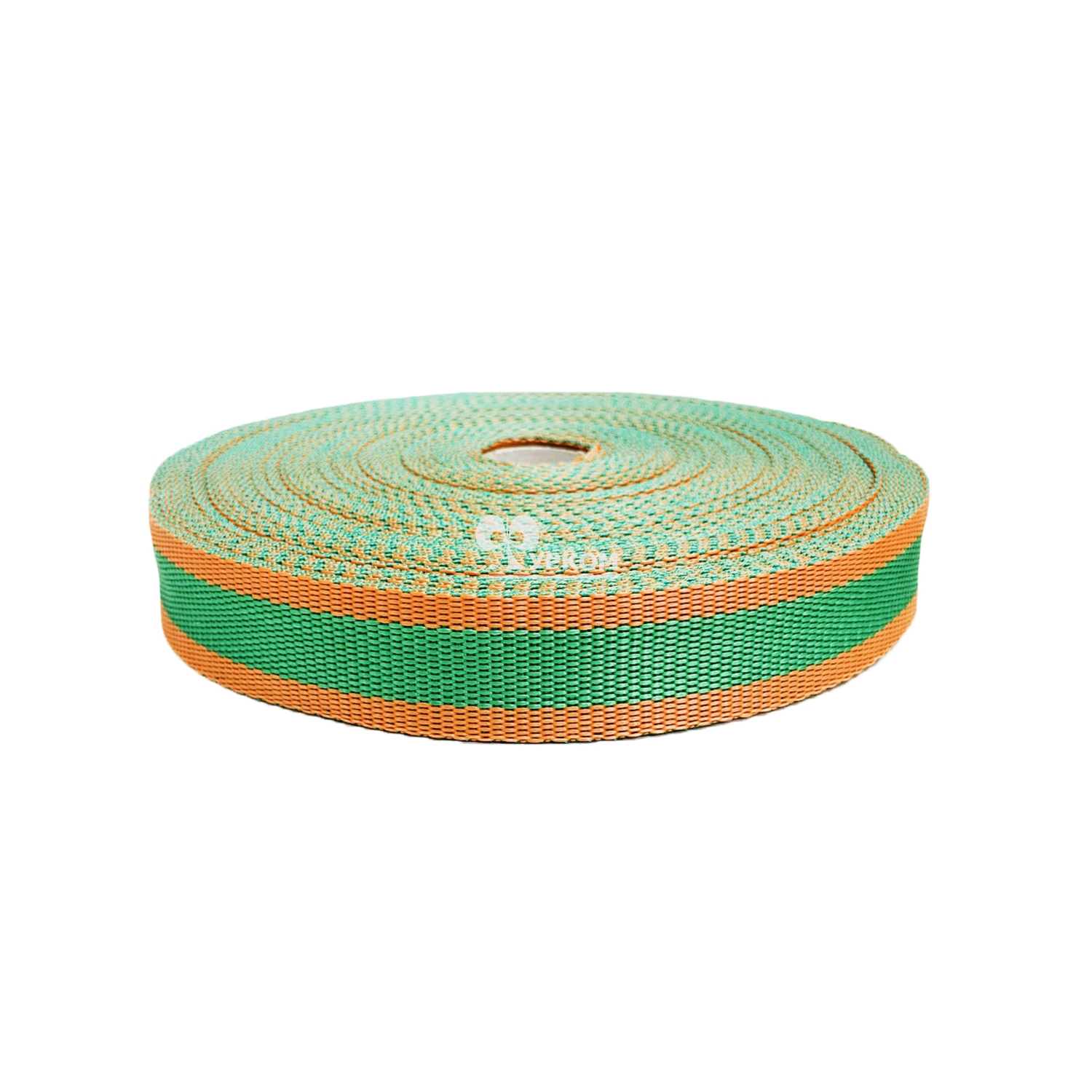 Стропа текстильная (лента ременная) - 30 мм - зеленый/оранжевый - 25 м