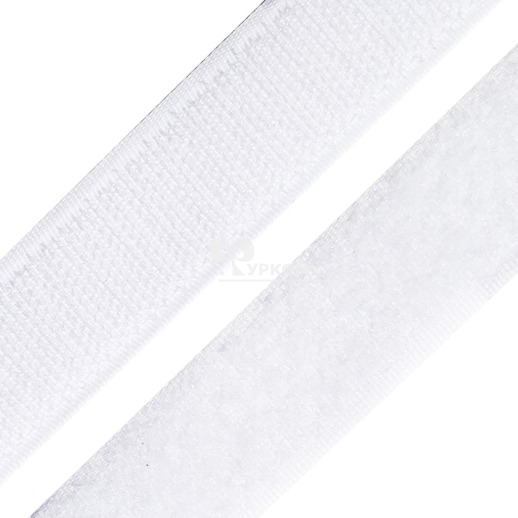 Контактная лента Велкро (липучка) пришивная - 25м - цв белый - ширина 25мм