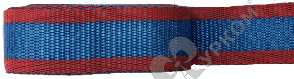 Стропа текстильная (лента ременная) - 30 мм - голубой/красный - 25 м