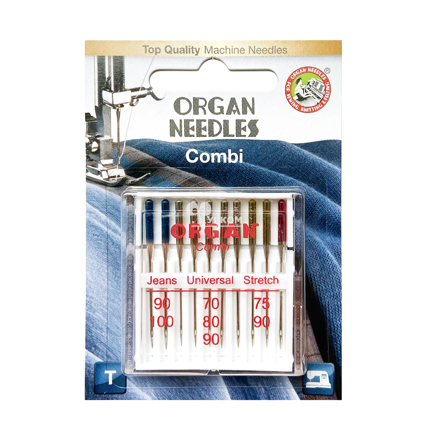 Иглы для швейных машин ORGAN универсальные 10/Combi - ассорти (уп. 10шт.) 