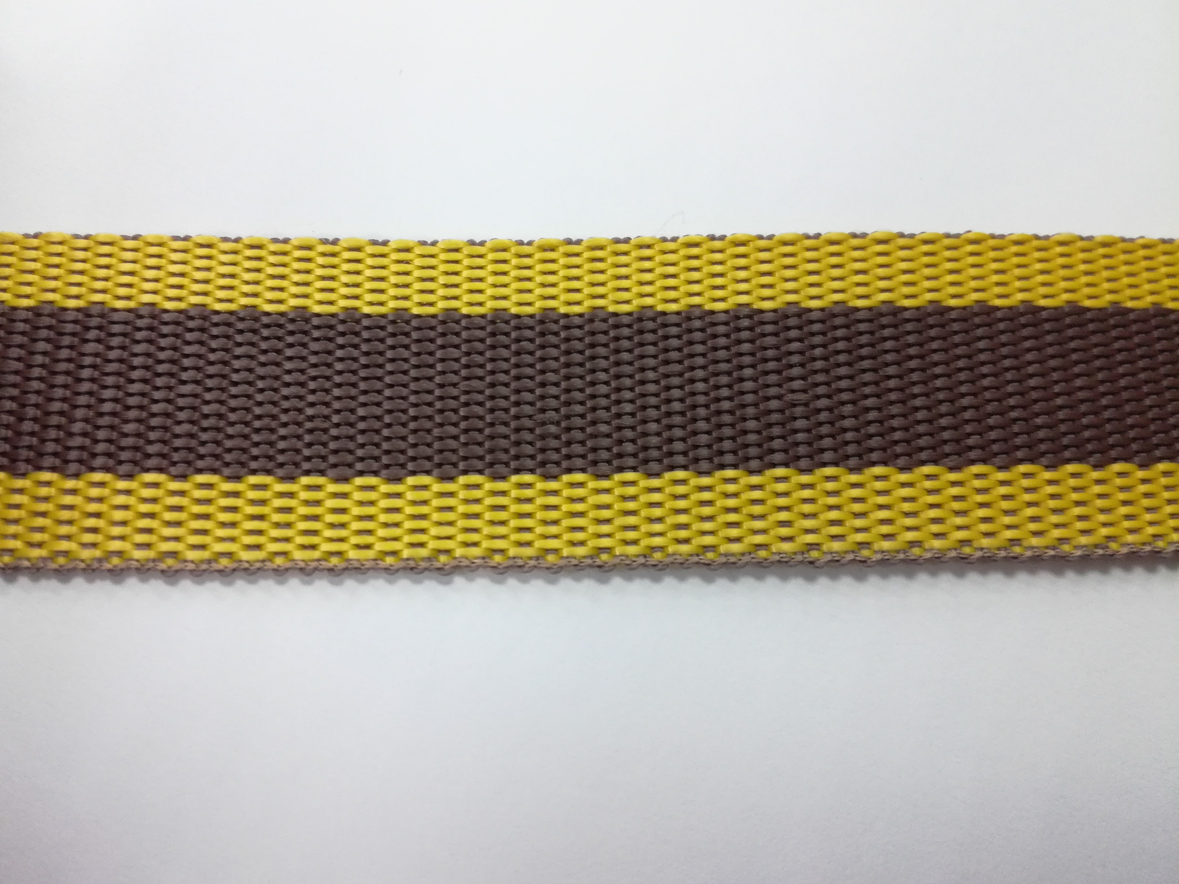 Стропа текстильная (лента ременная) - 30 мм - коричневый/желтый - 25 м